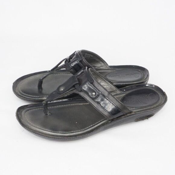 Cole Haan Black Leather T-Strap Thong Sandals, 6.5 - Picture 1 of 9